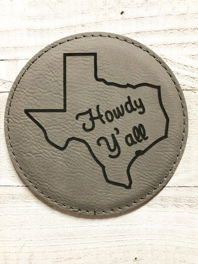 Engraved 4" Round Coaster- Howdy Y'all Gray