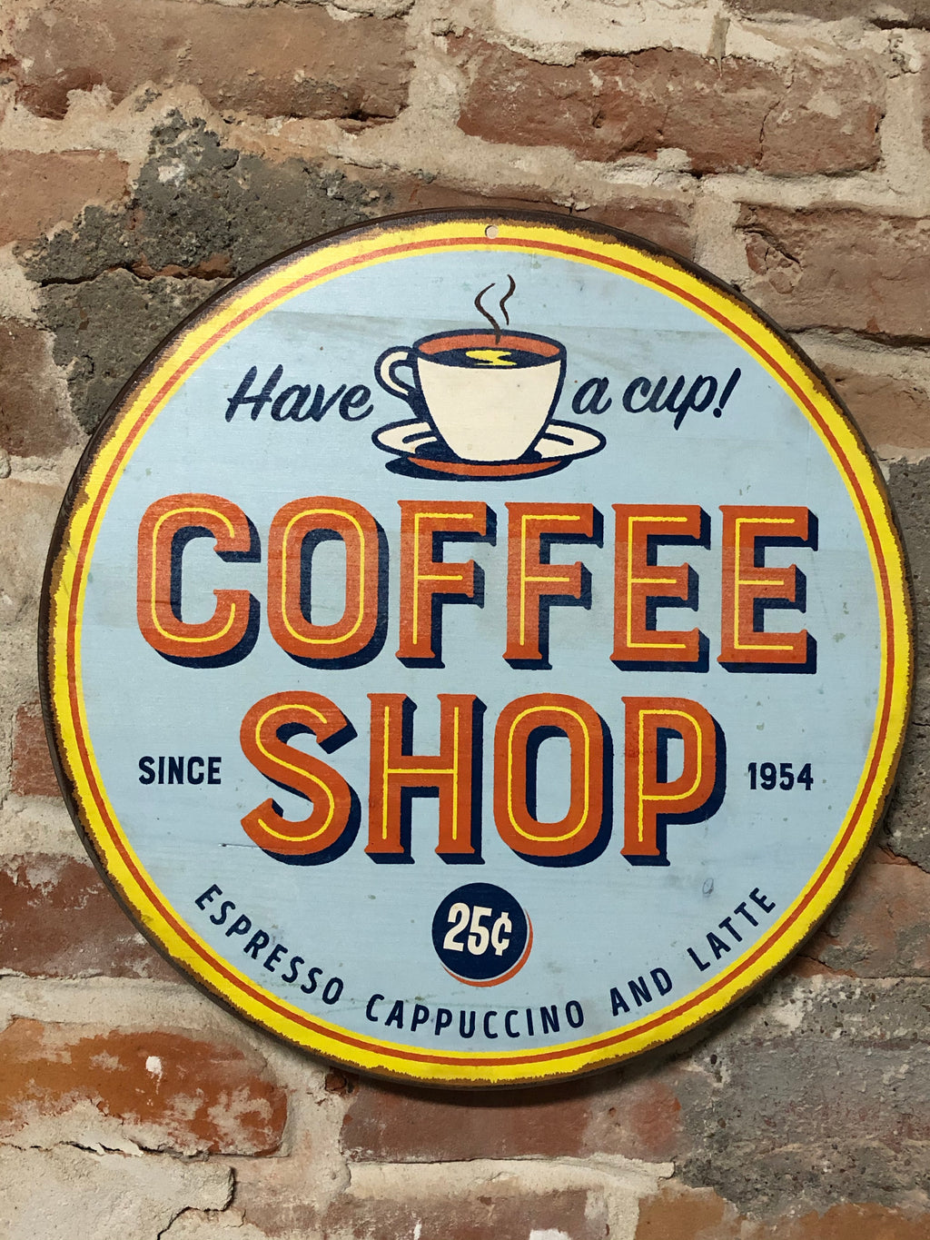 UV Round Sign-Distressed Coffee Shop