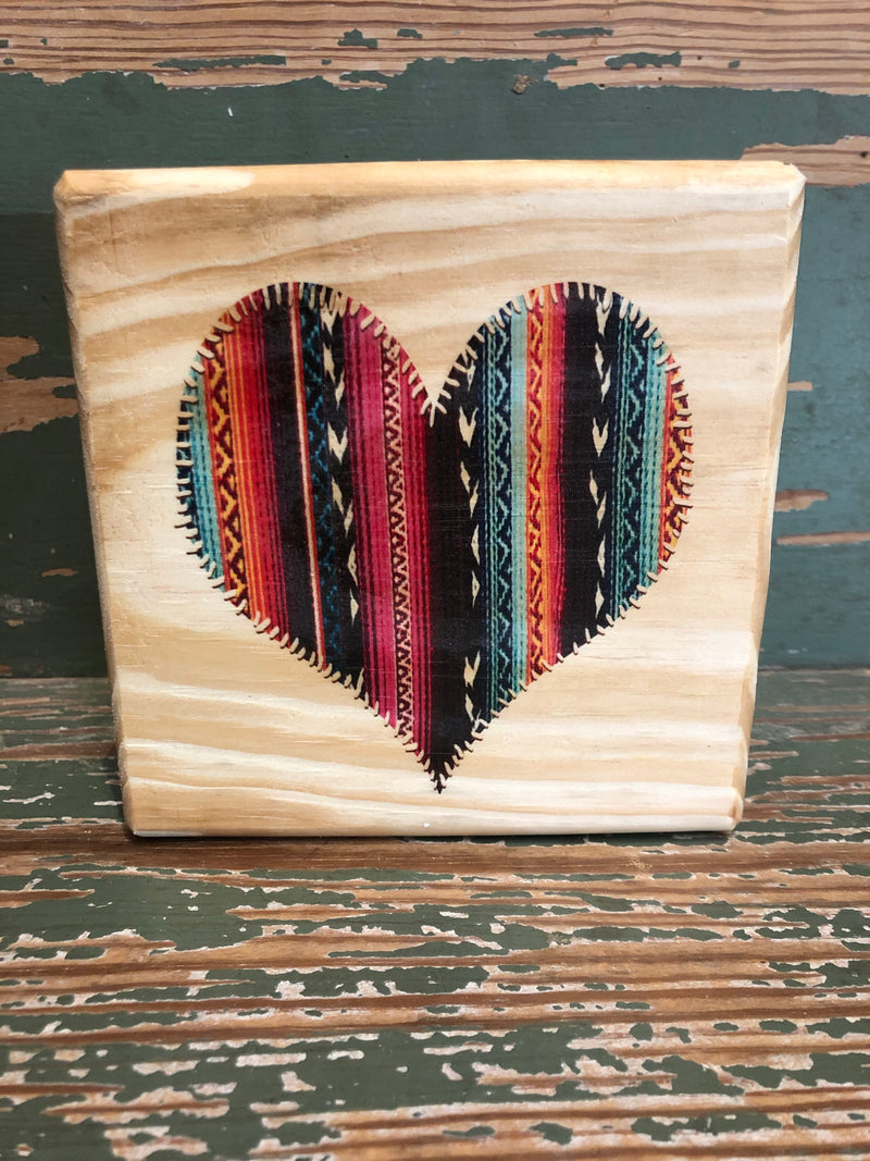Handmade Décor- Aztec heart on natural pine