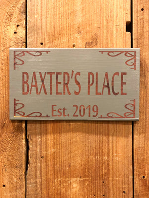 Custom Engraved Cedar Sign - Baxter's Place