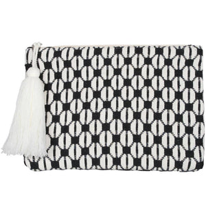 Cream and Black Check Pocketbook or Clutch Purse
