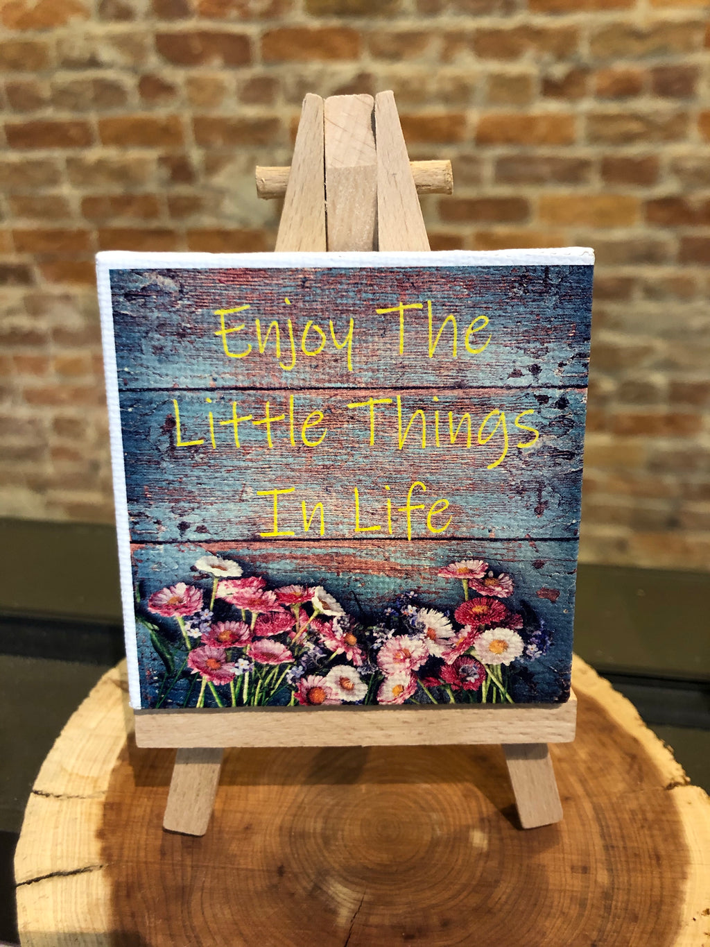 Mini Canvas Signs w/Wooden Easel~Enjoy the Little Things