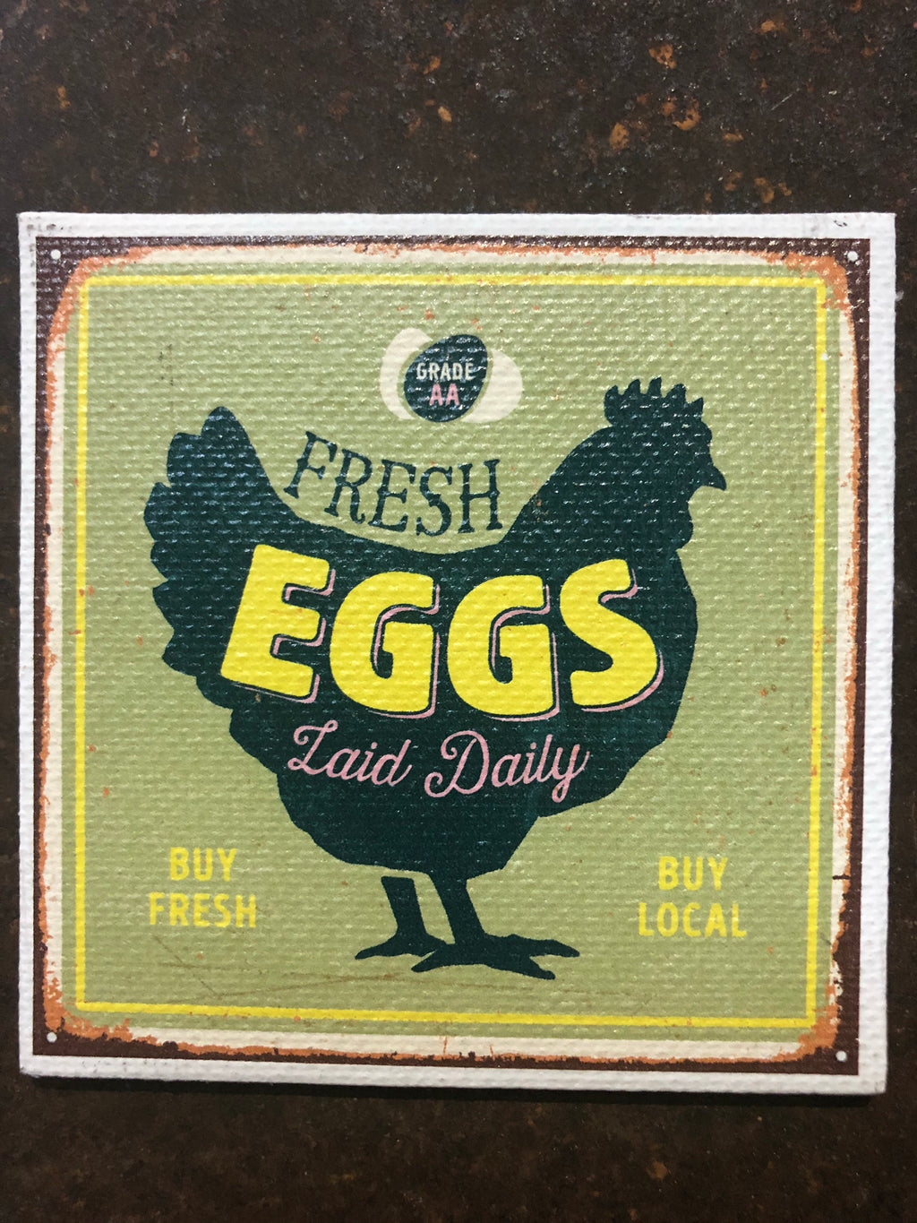 Canvas Magnet-Fresh Eggs Green
