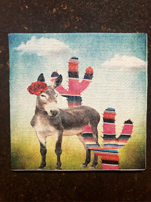 Canvas Magnet-Sassy Donkey w/serape cactus